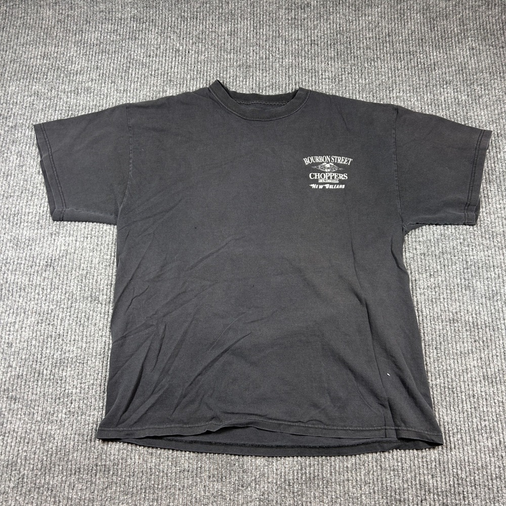 Bourbon Street Choppers New Orleans Mens XL Graphic T-Shirt Black Port & Company - Picture 2 of 8